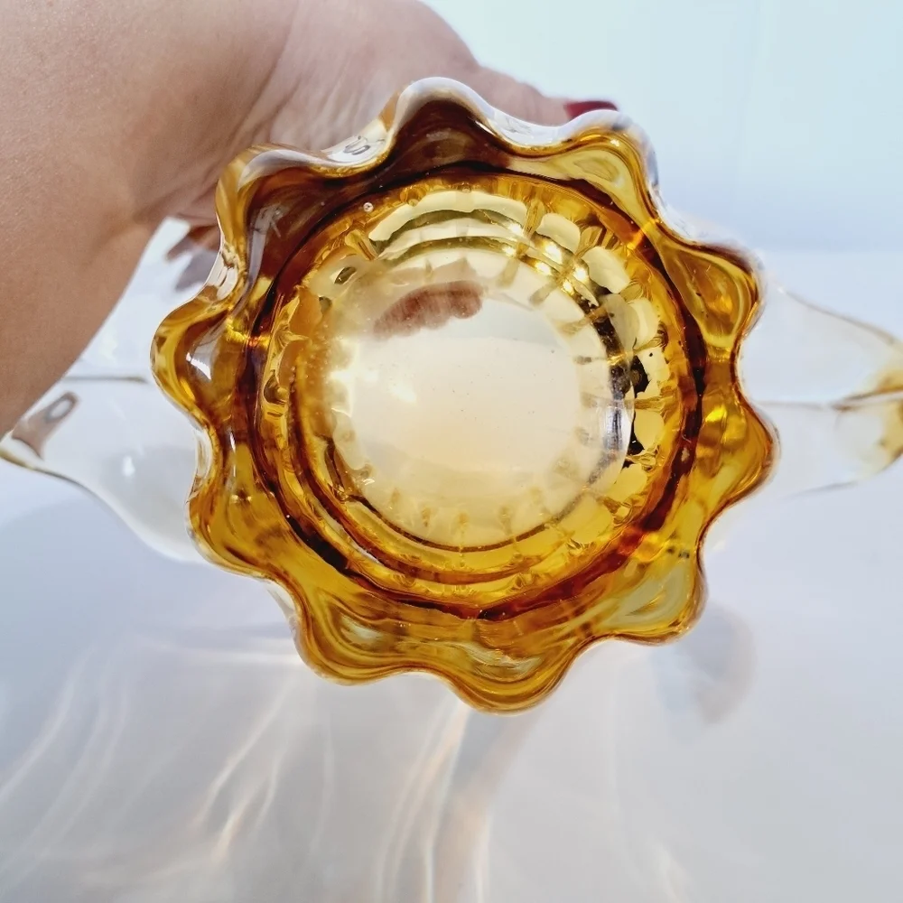 Murano  Amber Glass Flower Bud Vase MCM‎